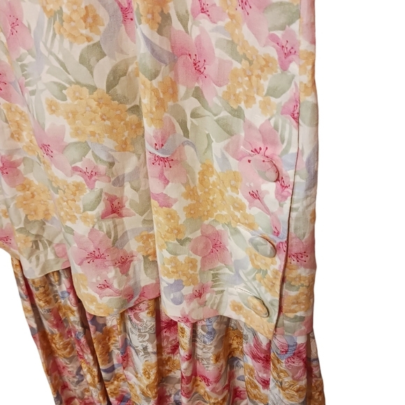VTG Talbots Midi Dress Sz 8 Retro Floral Cottagecore Pleat Button Sara Campbell - Picture 5 of 5